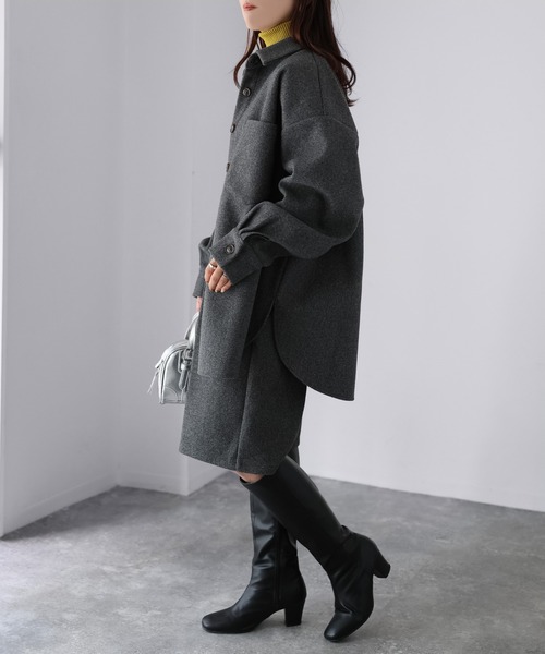 Riberry（リベリー）の「ウールライクジャケット×ハーフパンツセットアップ（セットアップ・レディース・チャコールグレー/杢グレー/アイボリー・MEDIUM）」の21枚目の写真