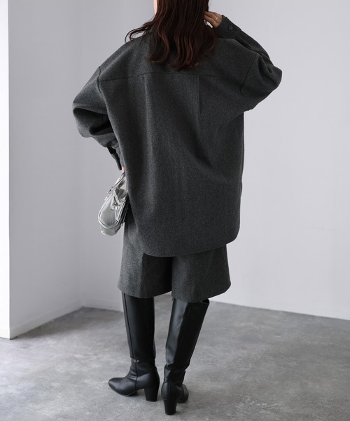 Riberry（リベリー）の「ウールライクジャケット×ハーフパンツセットアップ（セットアップ・レディース・チャコールグレー/杢グレー/アイボリー・MEDIUM）」の22枚目の写真