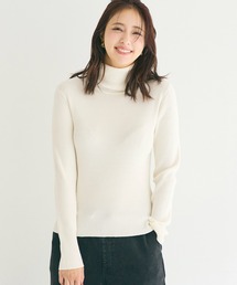 軽量ニット タートルネックラウンドヘム