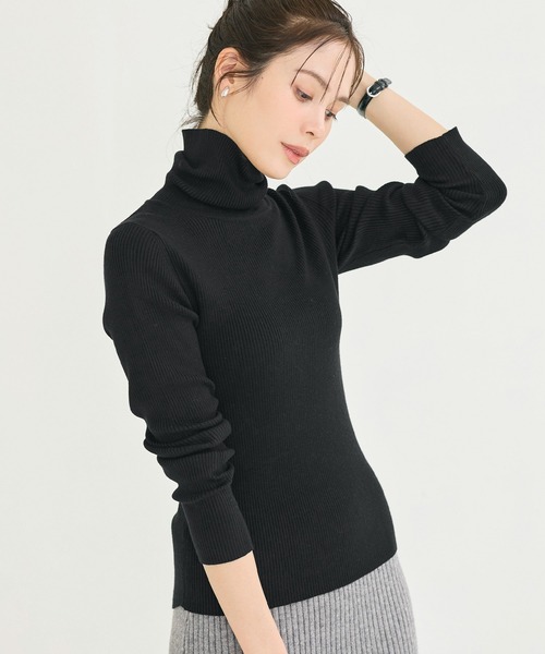 coca（coca）（コカ）の「軽量ニット　タートルネックラウンドヘム（ニット/セーター・レディース・チャコール/ダークブルー/ブラック/アイボリー・L/M/S）」の15枚目の写真