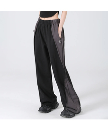 Optical Side Wide Pants BLACK