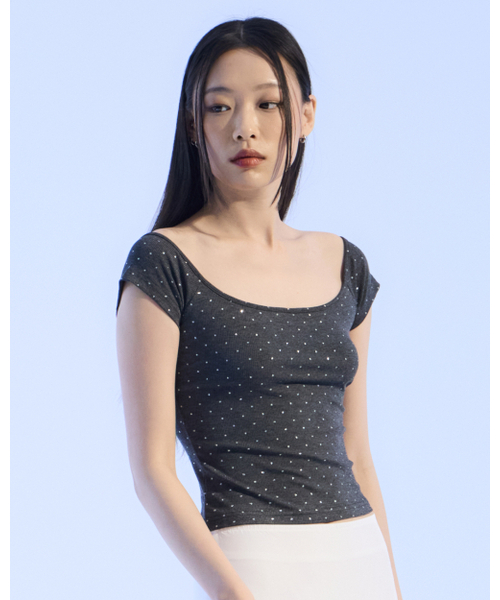 MOAA(モア)の「ムーンライトスクープTシャツ(チャコール)(Tシャツ/カットソー・レディース・その他・SMALL/MEDIUM)」の1枚目の写真