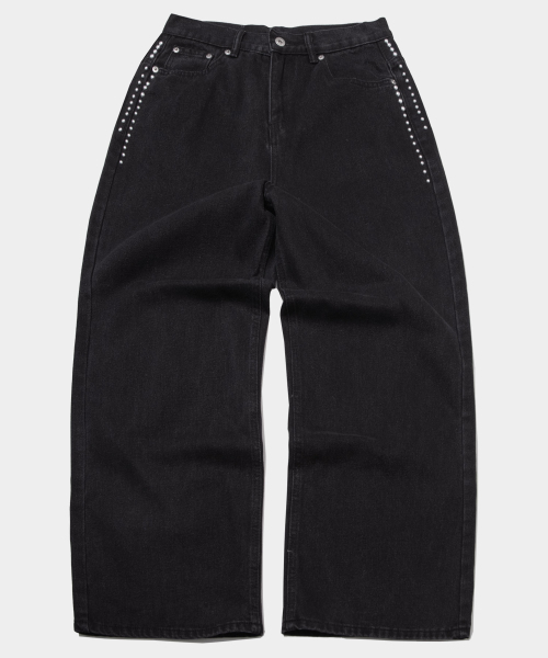 PLACE STUDIO（プレイススタジオ）の「ローライズリベットアイレットダブルポイントディテールワイドコットンパンツ_2COLOR（デニムパンツ・レディース・ブルー系その他・FREE）」の2枚目の写真