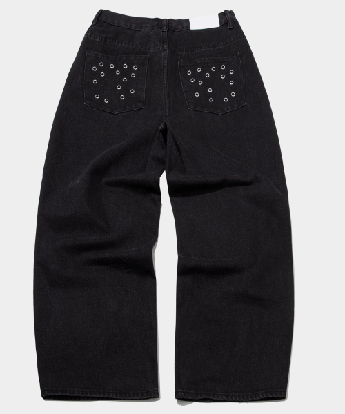 PLACE STUDIO（プレイススタジオ）の「ローライズリベットアイレットダブルポイントディテールワイドコットンパンツ_2COLOR（デニムパンツ・レディース・ブルー系その他・FREE）」の3枚目の写真