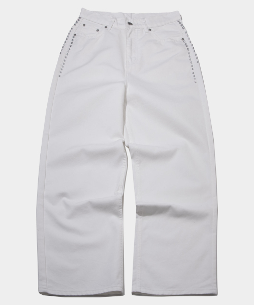 PLACE STUDIO（プレイススタジオ）の「ローライズリベットアイレットダブルポイントディテールワイドコットンパンツ_2COLOR（デニムパンツ・レディース・ブルー系その他・FREE）」の4枚目の写真