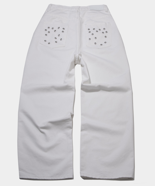 PLACE STUDIO（プレイススタジオ）の「ローライズリベットアイレットダブルポイントディテールワイドコットンパンツ_2COLOR（デニムパンツ・レディース・ブルー系その他・FREE）」の5枚目の写真
