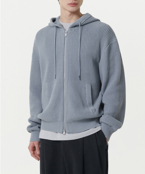 MUSINSA STANDARD（ムシンサスタンダード）の「リブニットフードパーカー [ブルーグレー]（ニット/セーター・メンズ・その他・XX-LARGE/LARGE/MEDIUM/SMALL/X-LARGE）」の2枚目の写真
