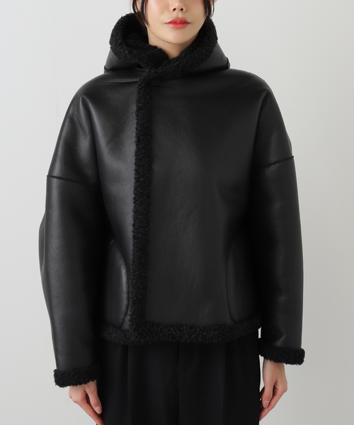 EDIT. FOR LULU（エディットフォールル）の「【VACHEMENT/ヴァシュモン】ファーボンディングレザーポンチョ（その他アウター・レディース・ブラック・FREE）」の8枚目の写真