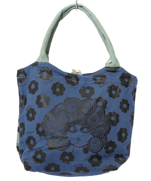 ScoLar（スカラー）の「653441：スカラーちゃん×お花ランチトートバッグ（トートバッグ・レディース・グリーン/オレンジ/ピンク/ネイビー/パープル・FREE）」の3枚目の写真