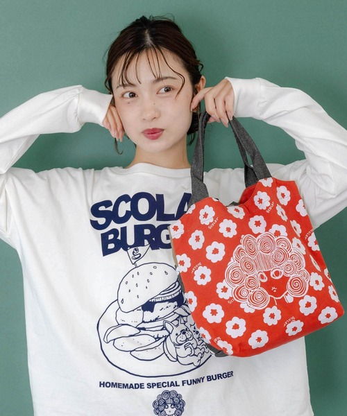 ScoLar（スカラー）の「653441：スカラーちゃん×お花ランチトートバッグ（トートバッグ・レディース・グリーン/オレンジ/ピンク/ネイビー/パープル・FREE）」の5枚目の写真
