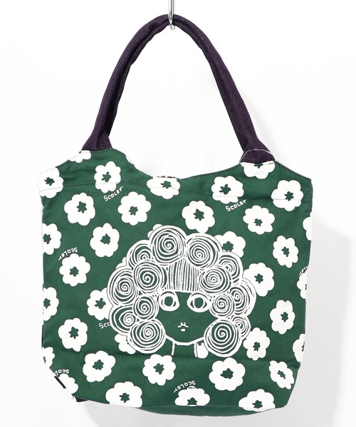 ScoLar（スカラー）の「653441：スカラーちゃん×お花ランチトートバッグ（トートバッグ・レディース・グリーン/オレンジ/ピンク/ネイビー/パープル・FREE）」の2枚目の写真