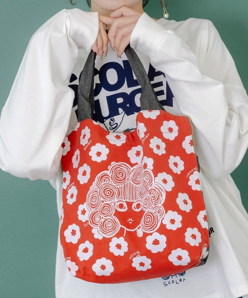 ScoLar（スカラー）の「653441：スカラーちゃん×お花ランチトートバッグ（トートバッグ・レディース・グリーン/オレンジ/ピンク/ネイビー/パープル・FREE）」の8枚目の写真