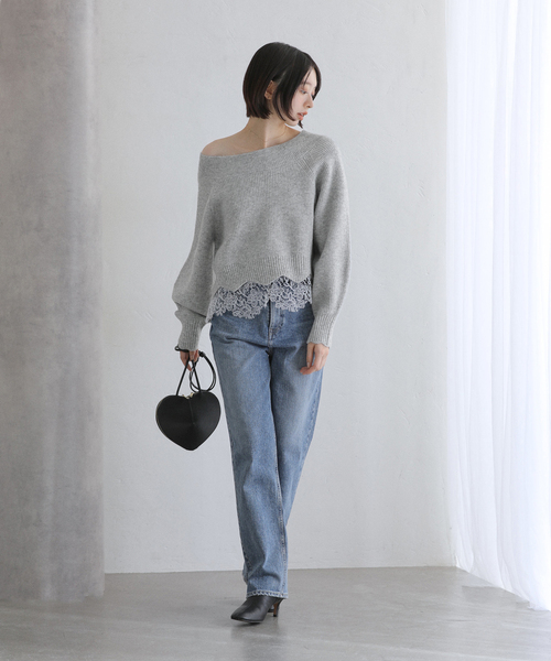 ラ トータリテ（La TOTALITE）/【洗える】オフネックレースニット 洗える】オフネックレースニット（ニット/セーター）｜La TOTALITE