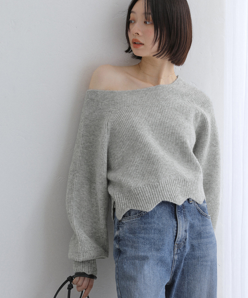 La TOTALITE（ラトータリテ）の「【洗える】オフネックレースニット（ニット/セーター・レディース・チャコールグレー/アイボリー/ラベンダー・FREE）」の10枚目の写真