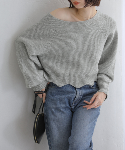 La TOTALITE（ラトータリテ）の「【洗える】オフネックレースニット（ニット/セーター・レディース・チャコールグレー/アイボリー/ラベンダー・FREE）」の11枚目の写真