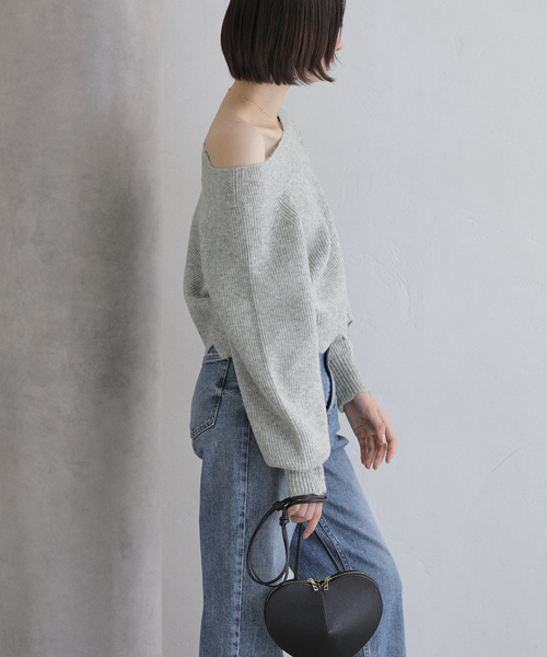 La TOTALITE（ラトータリテ）の「【洗える】オフネックレースニット（ニット/セーター・レディース・チャコールグレー/アイボリー/ラベンダー・FREE）」の12枚目の写真