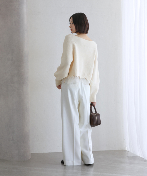 La TOTALITE（ラトータリテ）の「【洗える】オフネックレースニット（ニット/セーター・レディース・チャコールグレー/アイボリー/ラベンダー・FREE）」の15枚目の写真