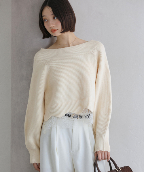 La TOTALITE（ラトータリテ）の「【洗える】オフネックレースニット（ニット/セーター・レディース・チャコールグレー/アイボリー/ラベンダー・FREE）」の16枚目の写真