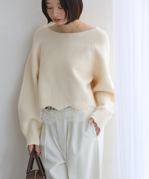 La TOTALITE（ラトータリテ）の「【洗える】オフネックレースニット（ニット/セーター・レディース・チャコールグレー/アイボリー/ラベンダー・FREE）」の17枚目の写真