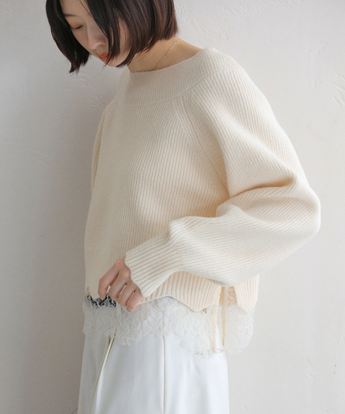 La TOTALITE（ラトータリテ）の「【洗える】オフネックレースニット（ニット/セーター・レディース・チャコールグレー/アイボリー/ラベンダー・FREE）」の19枚目の写真