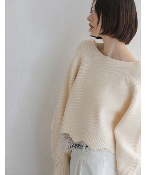 La TOTALITE（ラトータリテ）の「【洗える】オフネックレースニット（ニット/セーター・レディース・チャコールグレー/アイボリー/ラベンダー・FREE）」の20枚目の写真