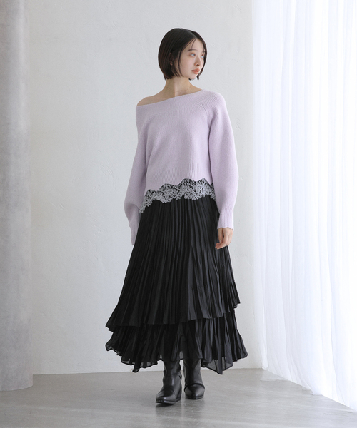 La TOTALITE（ラトータリテ）の「【洗える】オフネックレースニット（ニット/セーター・レディース・チャコールグレー/アイボリー/ラベンダー・FREE）」の21枚目の写真