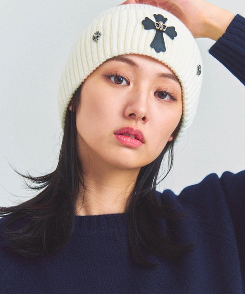 JACKROSE(ジャックローズ)の「UG-クロスニットCAP(ニットキャップ/ビーニー・メンズ・ホワイト/ブラック・FREE)」の1枚目の写真
