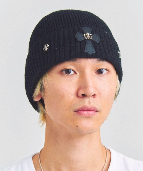 JACKROSE(ジャックローズ)の「UG-クロスニットCAP(ニットキャップ/ビーニー・メンズ・ホワイト/ブラック・FREE)」の2枚目の写真