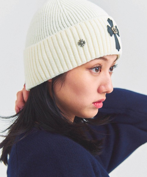 JACKROSE(ジャックローズ)の「UG-クロスニットCAP(ニットキャップ/ビーニー・メンズ・ホワイト/ブラック・FREE)」の6枚目の写真