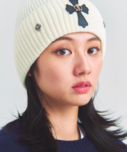 JACKROSE(ジャックローズ)の「UG-クロスニットCAP(ニットキャップ/ビーニー・メンズ・ホワイト/ブラック・FREE)」の11枚目の写真