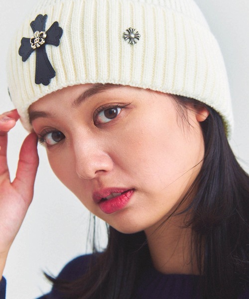 JACKROSE(ジャックローズ)の「UG-クロスニットCAP(ニットキャップ/ビーニー・メンズ・ホワイト/ブラック・FREE)」の14枚目の写真