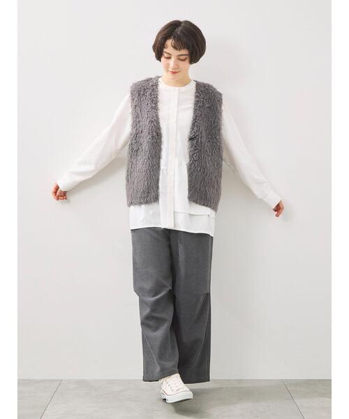 SM2（エスエムツー）の「トグルニットベスト（ベスト・レディース・グレー/ブラウン/キナリ・F）」の8枚目の写真