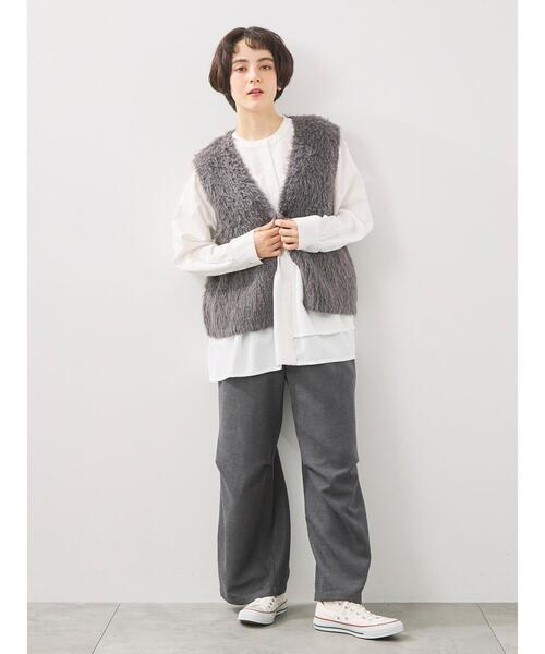 SM2（エスエムツー）の「トグルニットベスト（ベスト・レディース・グレー/ブラウン/キナリ・F）」の9枚目の写真