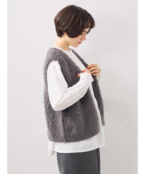 SM2（エスエムツー）の「トグルニットベスト（ベスト・レディース・グレー/ブラウン/キナリ・F）」の14枚目の写真