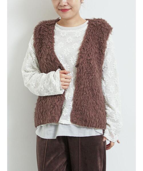 SM2（エスエムツー）の「トグルニットベスト（ベスト・レディース・グレー/ブラウン/キナリ・F）」の16枚目の写真