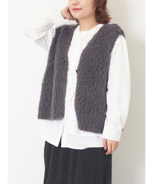 SM2(エスエムツー)の「トグルニットベスト(ベスト・レディース・ブラウン/キナリ/グレー・F)」の8枚目の写真