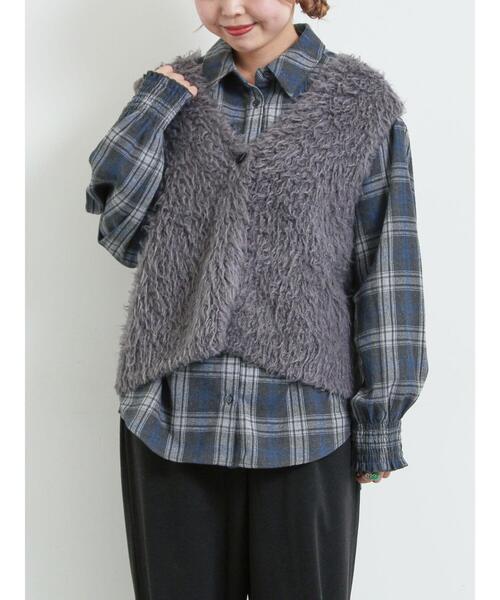 SM2(エスエムツー)の「トグルニットベスト(ベスト・レディース・ブラウン/キナリ/グレー・F)」の14枚目の写真