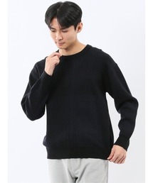 【ストレッチ ウォッシャブル】タカキュー チェック柄 クルー ニット セータ―