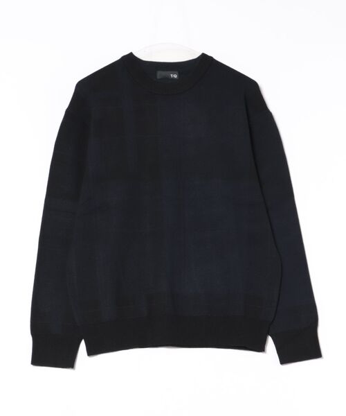 TAKA-Q(タカキュー)の「【ストレッチ ウォッシャブル】タカキュー チェック柄 クルー ニット セータ―(ニット/セーター・メンズ・ブラック/ブラウン/ネイビー・MEDIUM/LARGE/X-LARGE)」の5枚目の写真