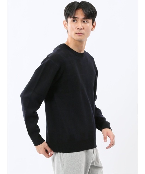TAKA-Q(タカキュー)の「【ストレッチ ウォッシャブル】タカキュー チェック柄 クルー ニット セータ―(ニット/セーター・メンズ・ブラック/ブラウン/ネイビー・MEDIUM/LARGE/X-LARGE)」の16枚目の写真