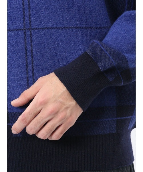 TAKA-Q(タカキュー)の「【ストレッチ ウォッシャブル】タカキュー チェック柄 クルー ニット セータ―(ニット/セーター・メンズ・ブラック/ブラウン/ネイビー・MEDIUM/LARGE/X-LARGE)」の18枚目の写真