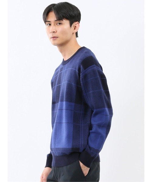 TAKA-Q(タカキュー)の「【ストレッチ ウォッシャブル】タカキュー チェック柄 クルー ニット セータ―(ニット/セーター・メンズ・ブラック/ブラウン/ネイビー・MEDIUM/LARGE/X-LARGE)」の19枚目の写真