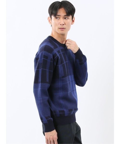 TAKA-Q(タカキュー)の「【ストレッチ ウォッシャブル】タカキュー チェック柄 クルー ニット セータ―(ニット/セーター・メンズ・ブラック/ブラウン/ネイビー・MEDIUM/LARGE/X-LARGE)」の21枚目の写真