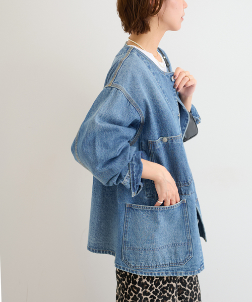 JOURNAL STANDARD relume（ジャーナルスタンダード　レリューム）の「《追加2》11.5ozデニムカバーオールジャケット（デニムジャケット・レディース・ブルー・38/36）」の4枚目の写真