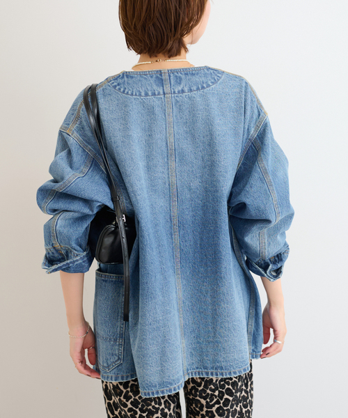 JOURNAL STANDARD relume（ジャーナルスタンダード　レリューム）の「《追加2》11.5ozデニムカバーオールジャケット（デニムジャケット・レディース・ブルー・38/36）」の5枚目の写真