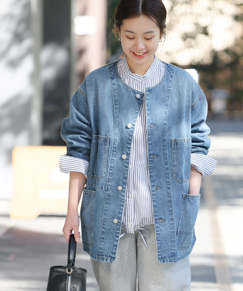 JOURNAL STANDARD relume（ジャーナルスタンダード　レリューム）の「《追加2》11.5ozデニムカバーオールジャケット（デニムジャケット・レディース・ブルー・38/36）」の10枚目の写真