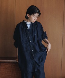 DOMINGO（ドミンゴ）の「[D.M.G / ディーエムジー] コットンリネンインディゴムラ糸シャンブレー シープスモッグワンピース（チュニック）」