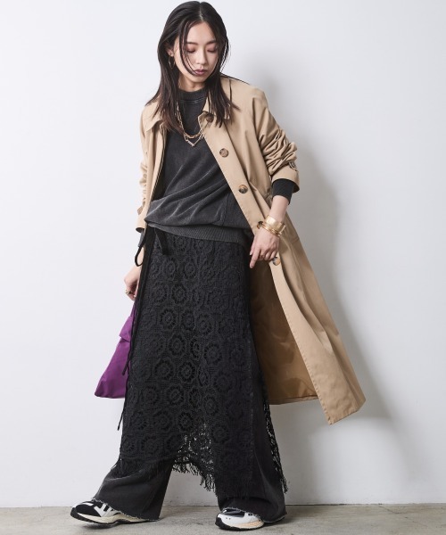 CHIC STYLE（シックスタイル）の「レースオーバースカート＜大きいサイズ有＞シックスタイル（スカート・レディース・ブラック/オフホワイト・M/L/LL/3L/4L/5L）」の3枚目の写真