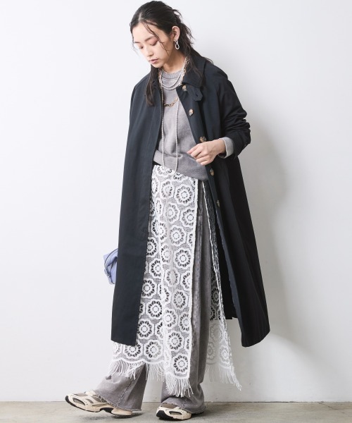 CHIC STYLE（シックスタイル）の「レースオーバースカート＜大きいサイズ有＞シックスタイル（スカート・レディース・ブラック/オフホワイト・M/L/LL/3L/4L/5L）」の4枚目の写真