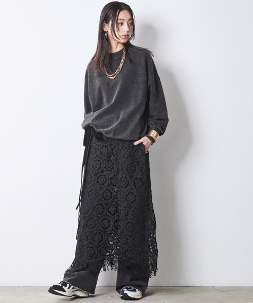 CHIC STYLE（シックスタイル）の「レースオーバースカート＜大きいサイズ有＞シックスタイル（スカート・レディース・ブラック/オフホワイト・M/L/LL/3L/4L/5L）」の6枚目の写真